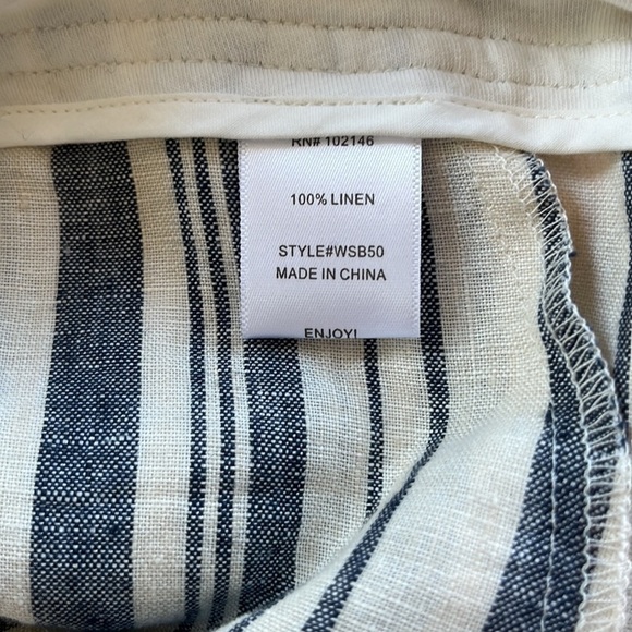 NWT Michael Stars Vertical Stripe Linen Wide Leg Pant Ivory & Chambray S 4/6 - Picture 10 of 14
